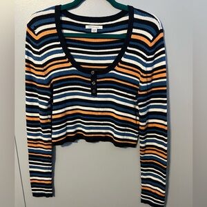 American Eagle Striped Cropped Sweater Size XL